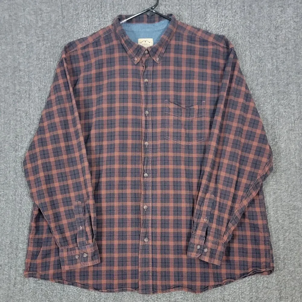 Blue Mountain Shirt Mens 3XL Brown & Blue Plaid Long Sleeve Button Down - Picture 1 of 10